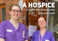Nurses opening hospice door