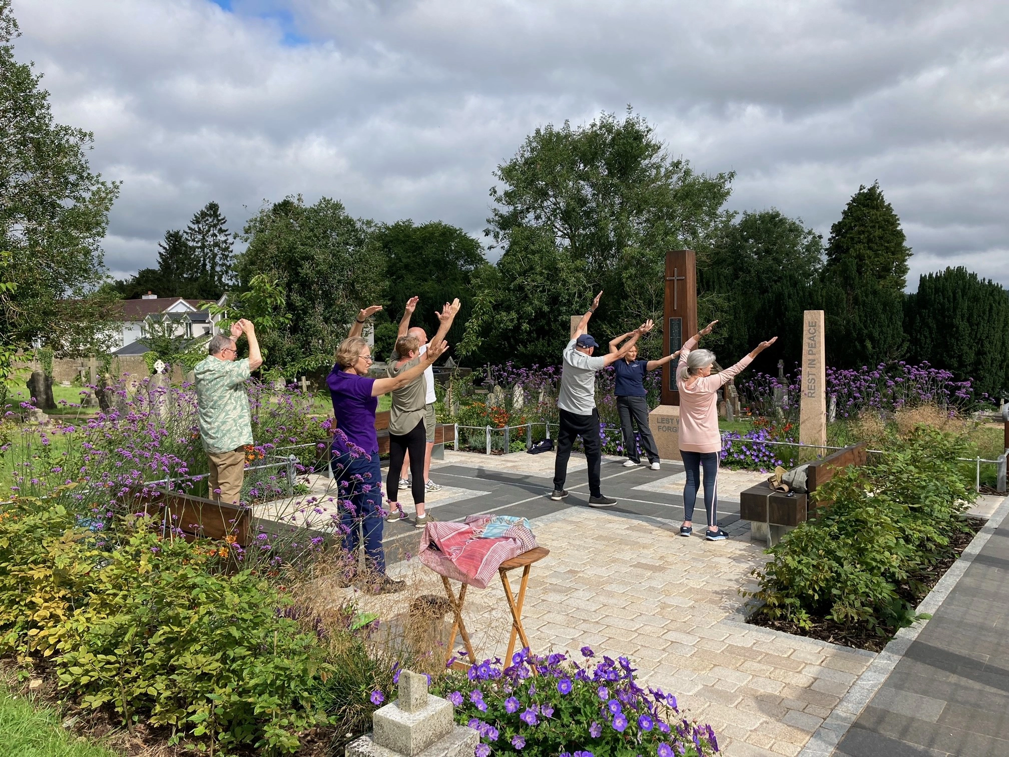 Tai chi class being held outside