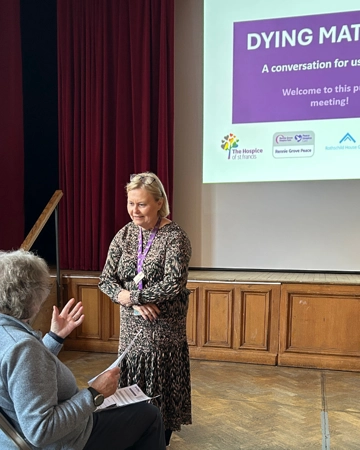 Fay Richardson, our Director of Care, speaks to audience members
